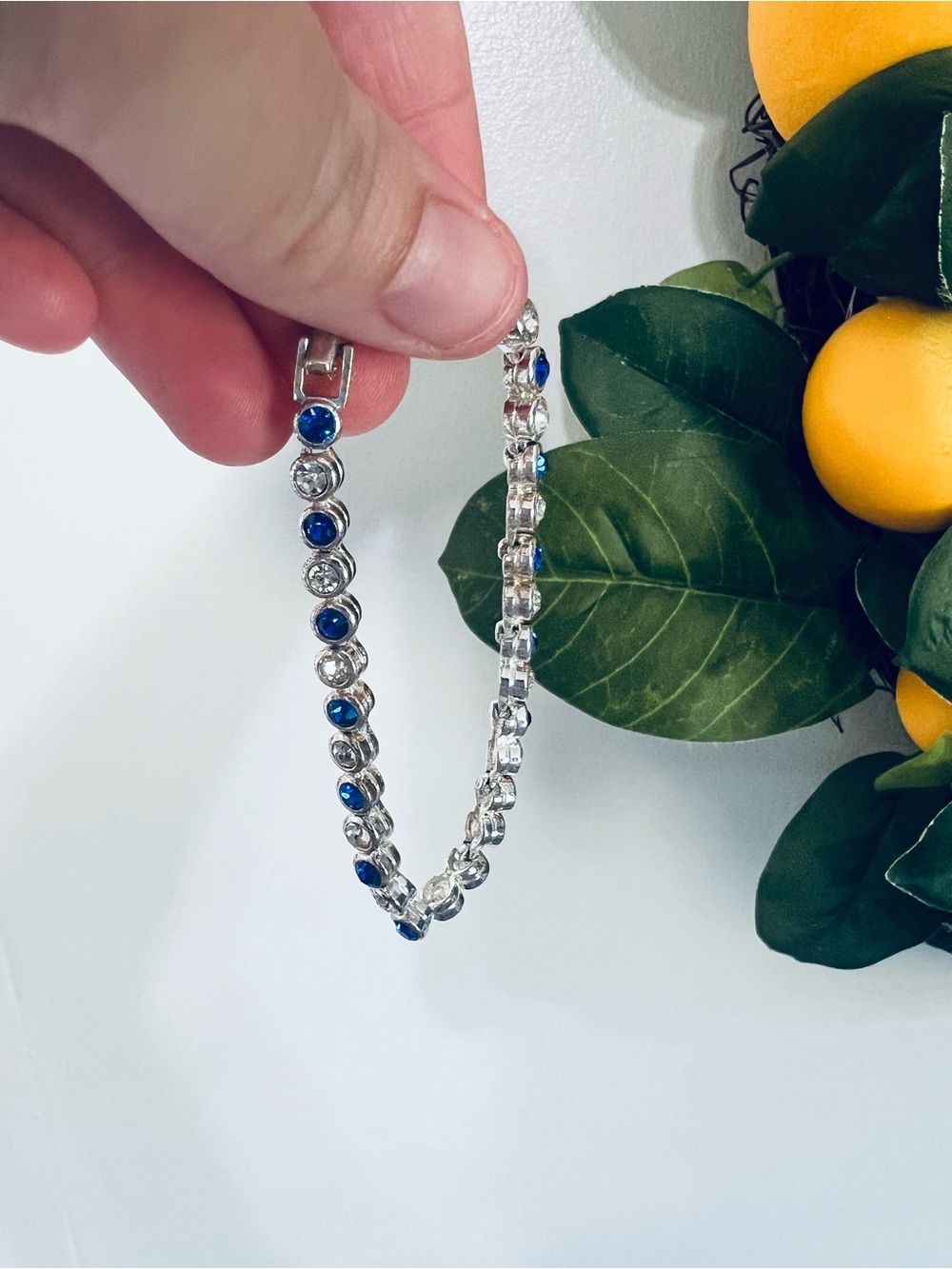Premier Deigns Blue and Silver Tennis Bracelet